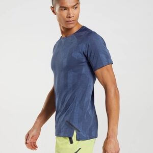 GYMSHARK Apex T-Shirt Slim Fit Mens Onyx Grey Court Navy Blue Black Size L Large